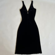 Vintage black velvet midi dress (L)