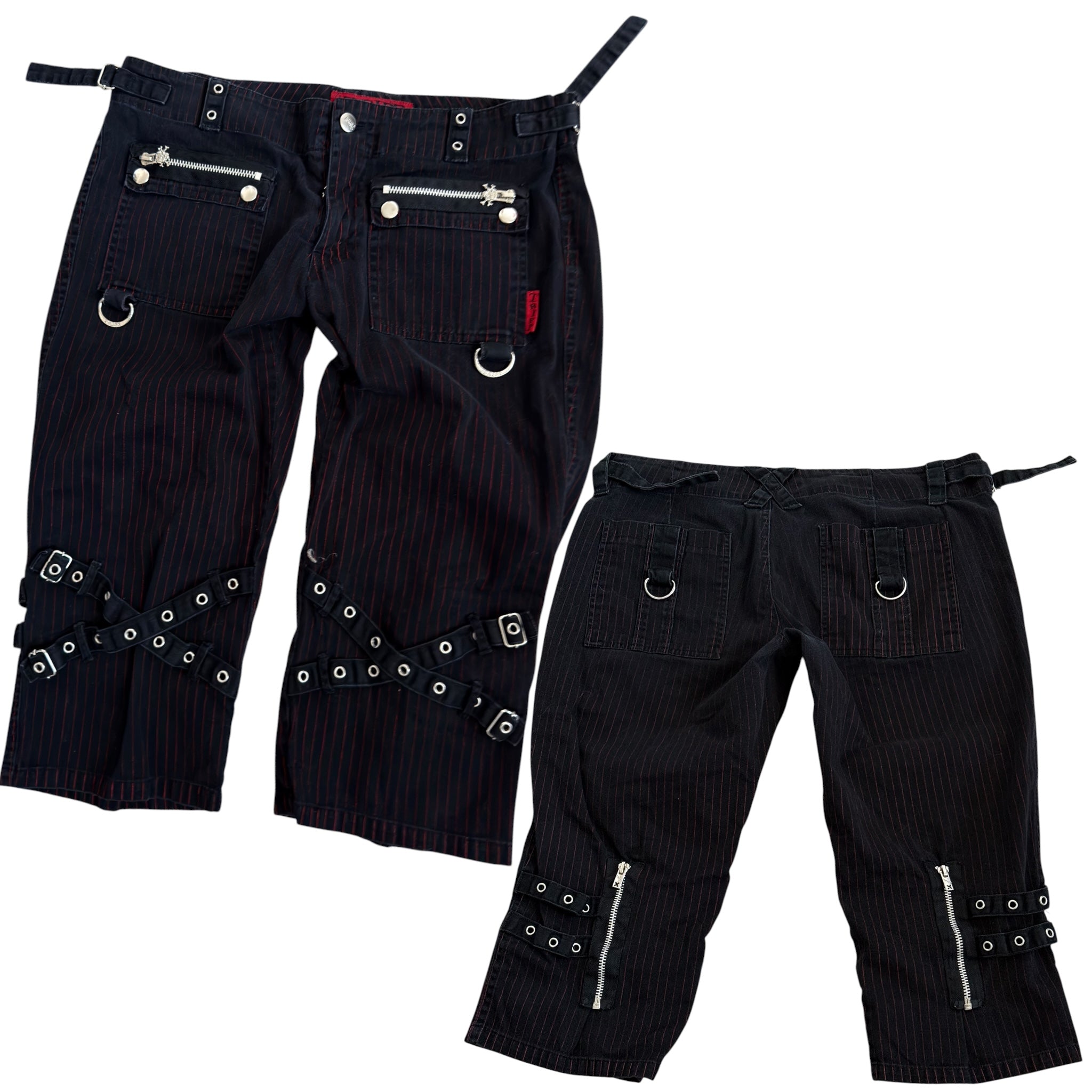 VTG Tripp NYC black and red pinstripe bondage capris (M/L)