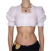 Y2K White Milkmaid Crop Top (XS)