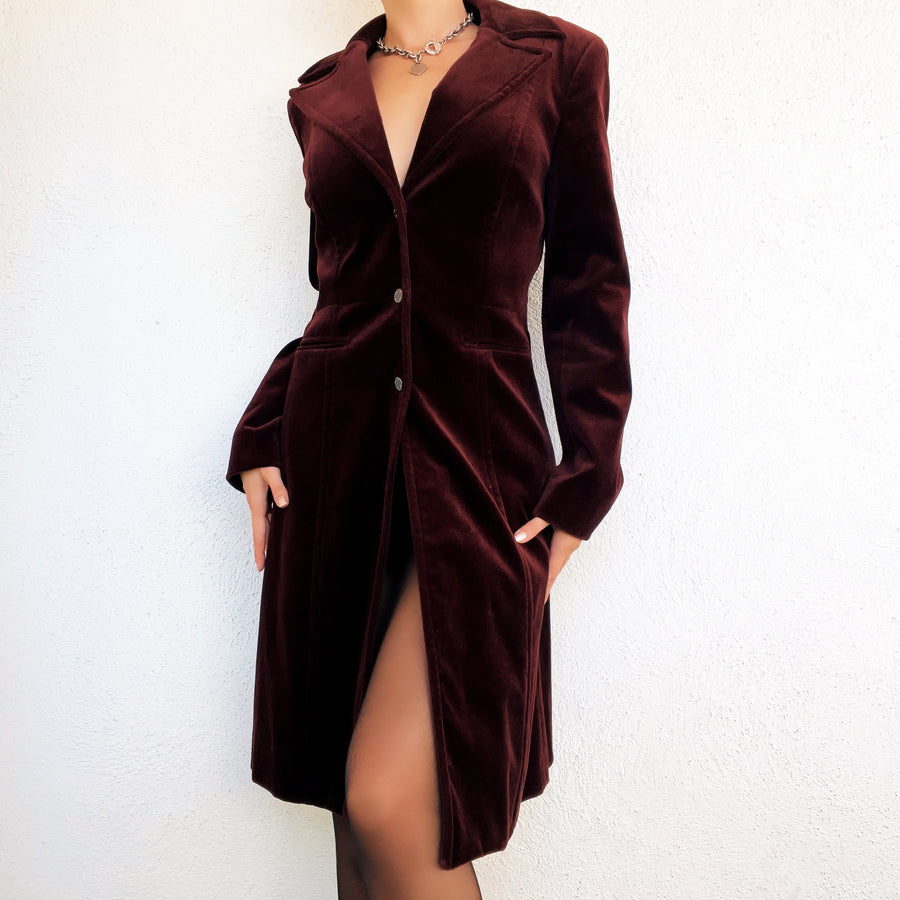 Burgundy Velvet Bebe Coat (S)