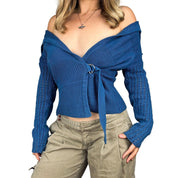 Buckle Detail Wrap Sweater (S/M)