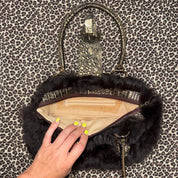 Euro Vintage Fur Statement Buckle Bag