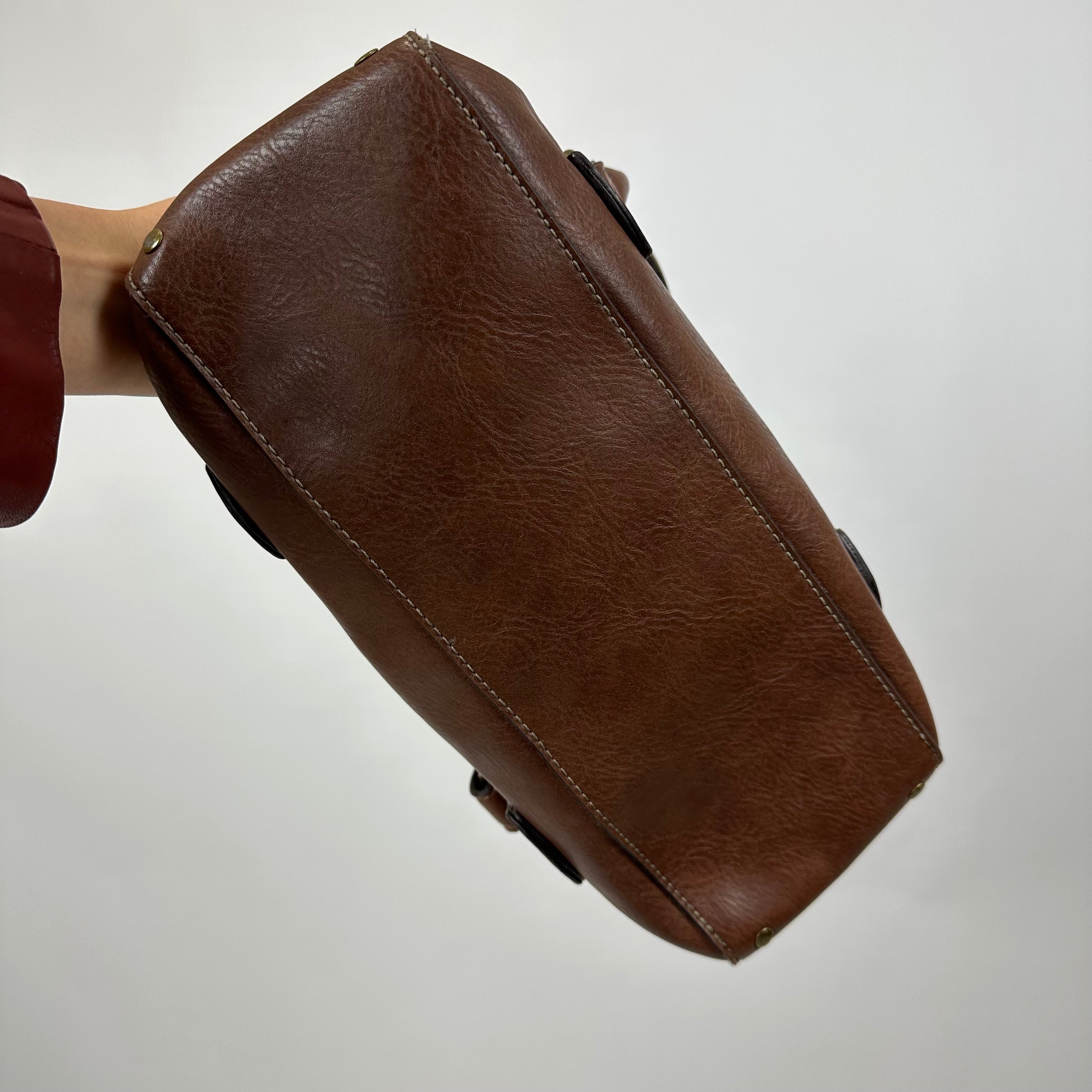 Vintage Latte Faux Leather Bag