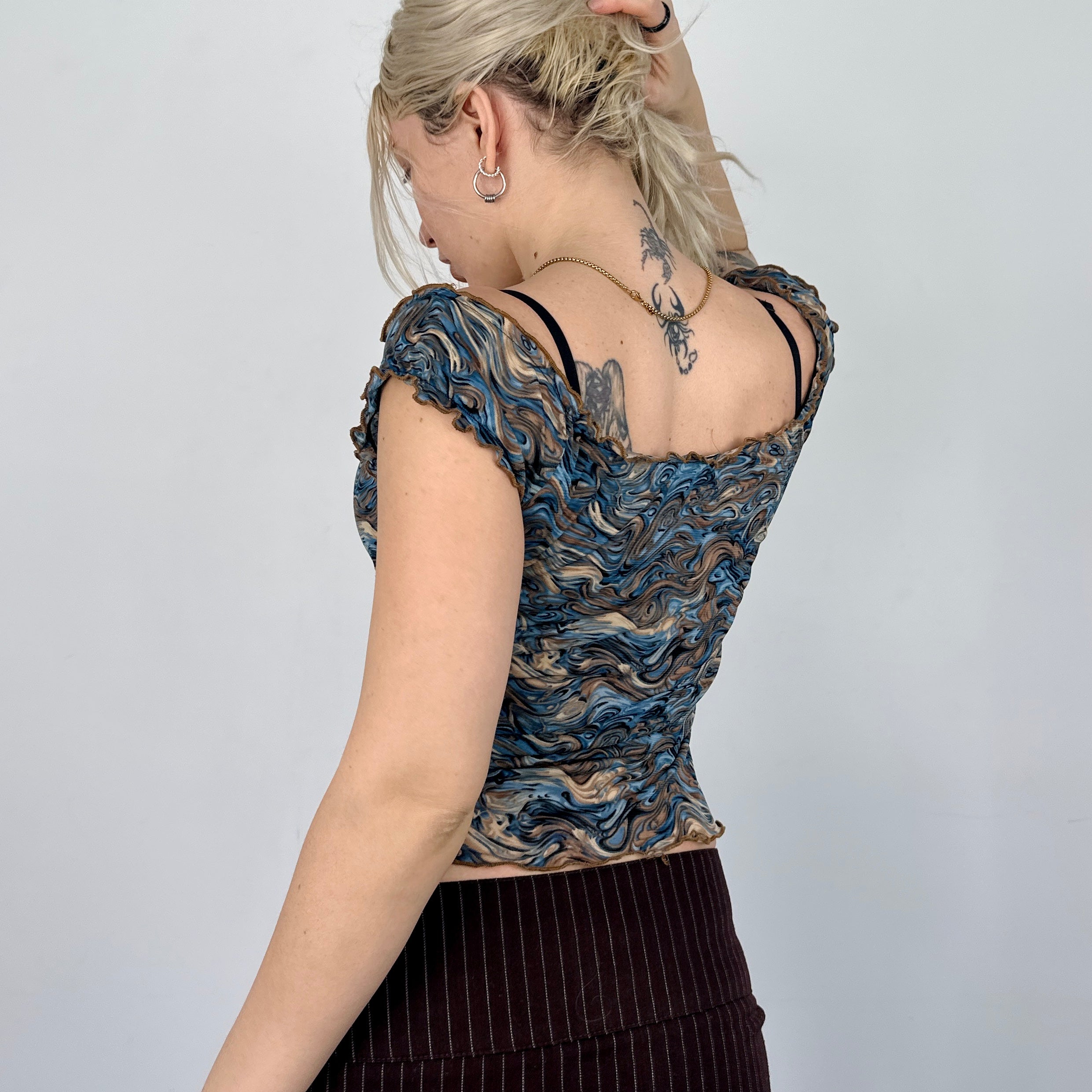 Y2K Psychedelic Swirl Blouse (S)