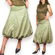 Y2K Army Green Parachute Skirt (S)