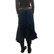 Vintage Gothic Ruffle Maxi Skirt (M)