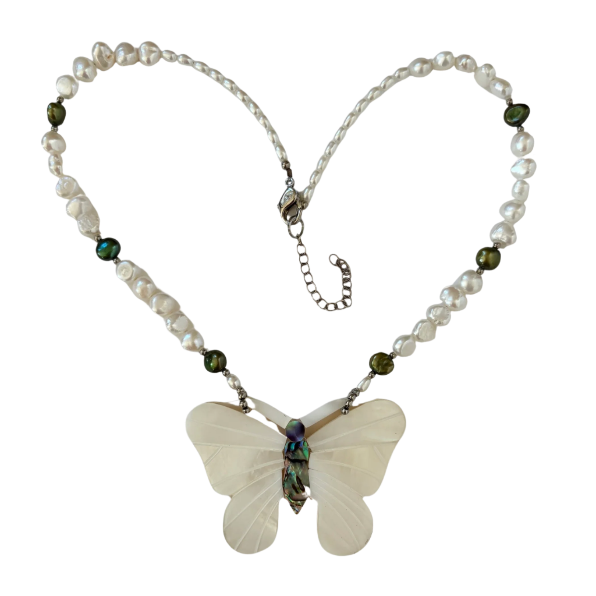 Vintage Butterfly & Pearl Necklace