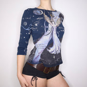 Y2K Beautiful Angel Graphic Tee (M) 