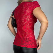 Lace Up Split Hem Baby Tee (M)