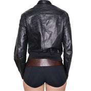 Y2K Italian Black Leather Moto Jacket (M)