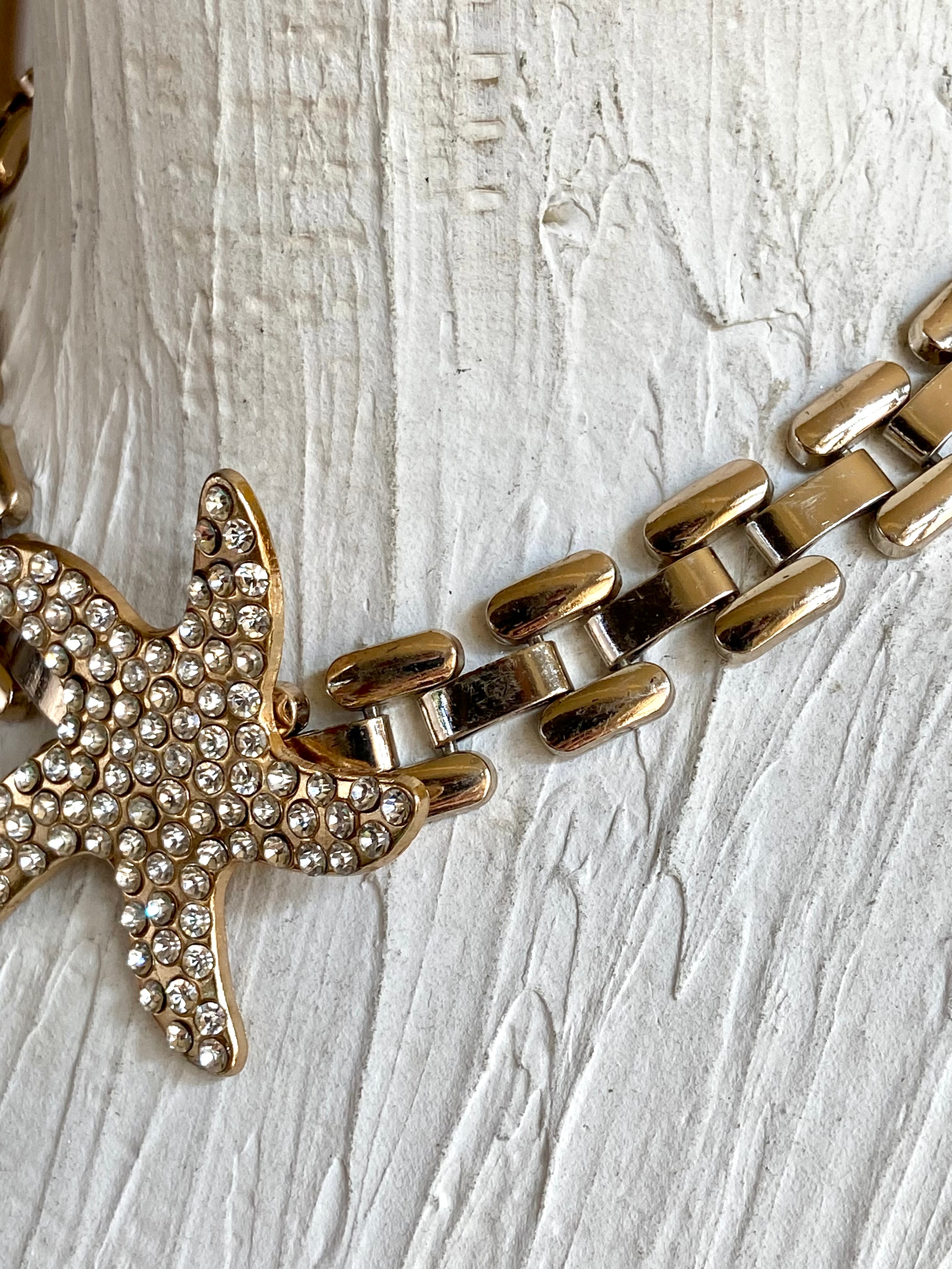 Diamond gold starfish choker