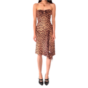Y2K Strapless Leopard Dress (S)