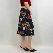 90s Moody Floral Midi Skirt (M)