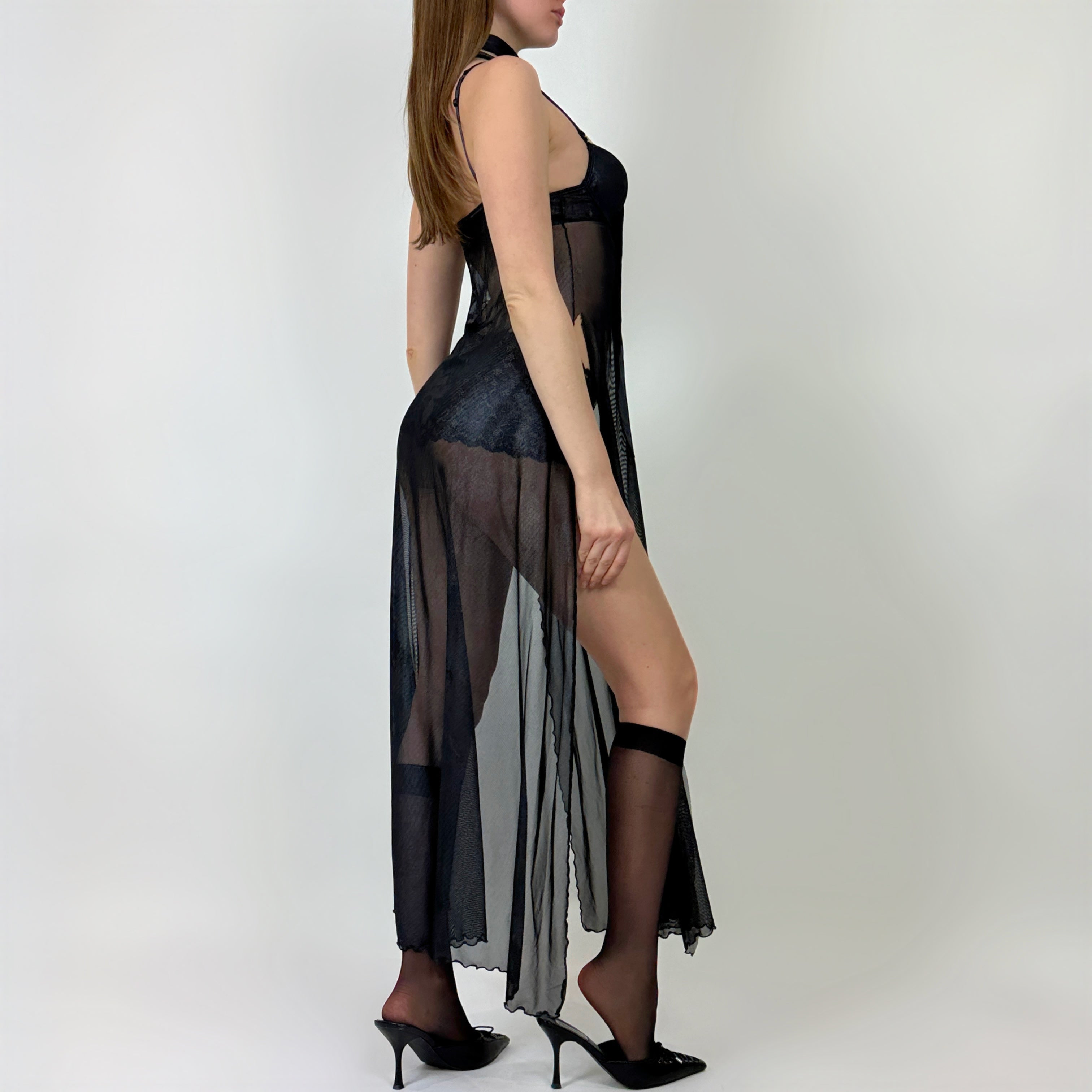 90s Metallic Mesh Slip Dress (S)