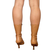 Y2K Tan Leather Stiletto Boots (8)