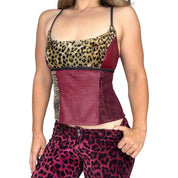 XOXO Faux Fur & Leather Open Back Top (M)