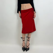 DKNY Red Slinky Midi Skirt (M)