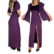 90s Violet Velvet Built-In Sash Gown (S)