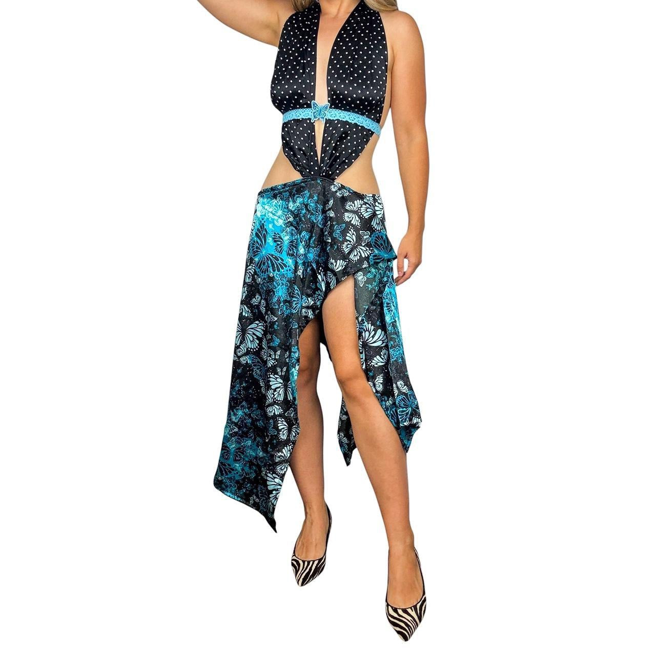 Polka Dot Butterfly Midi Dress (S)