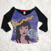 Y2K Sparkly Mesh Comic Book Top (M)