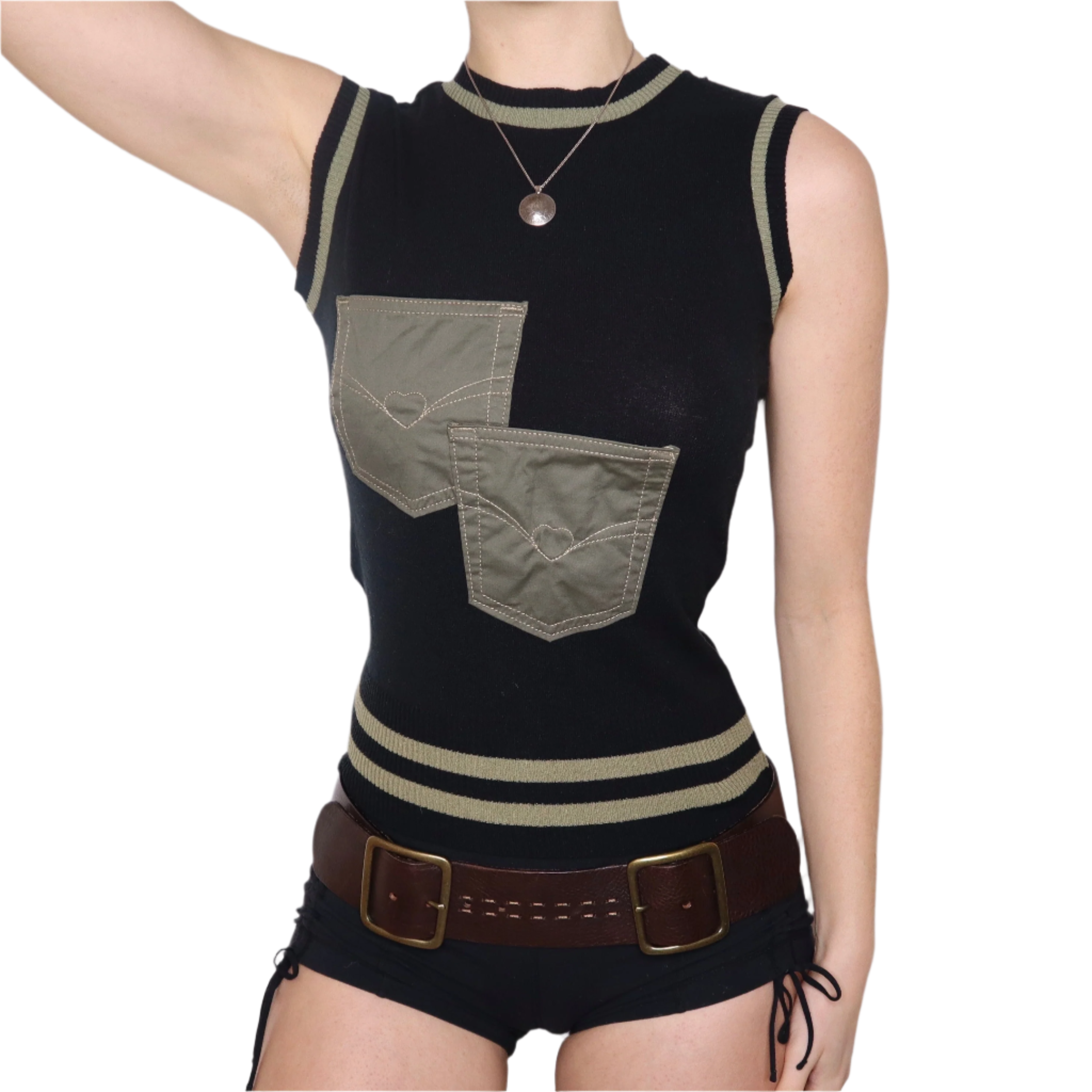 Y2K Italian Fitted Cargo Sweater Vest (S)