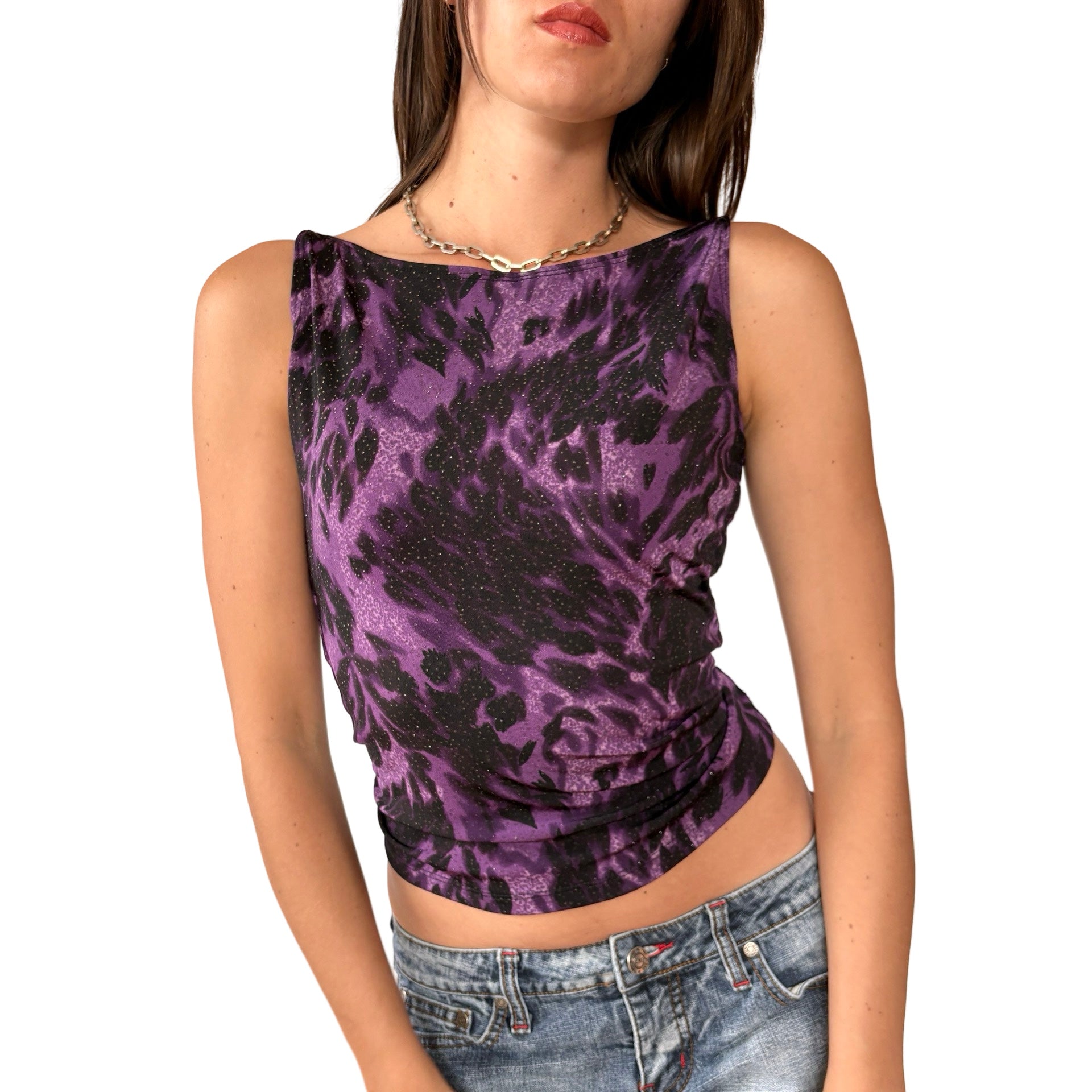 90s Purple Leopard Tank (S/M)