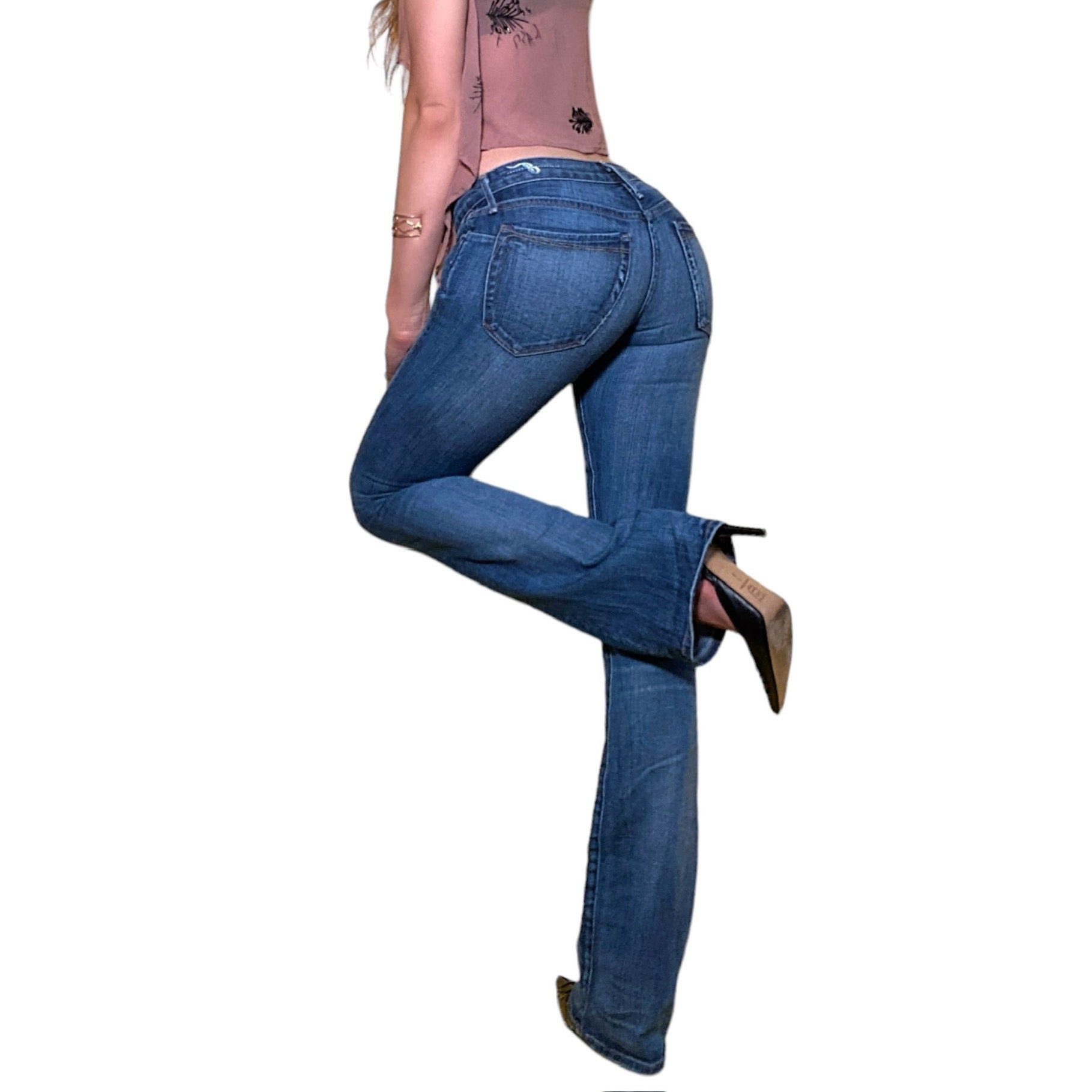 Y2k Dark Wash Low Rise Jeans (XS)
