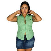 90s Ralph Lauren Green Apple Gingham Top (XL)