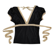00s Polka Dot Puff Sleeve Blouse (S)