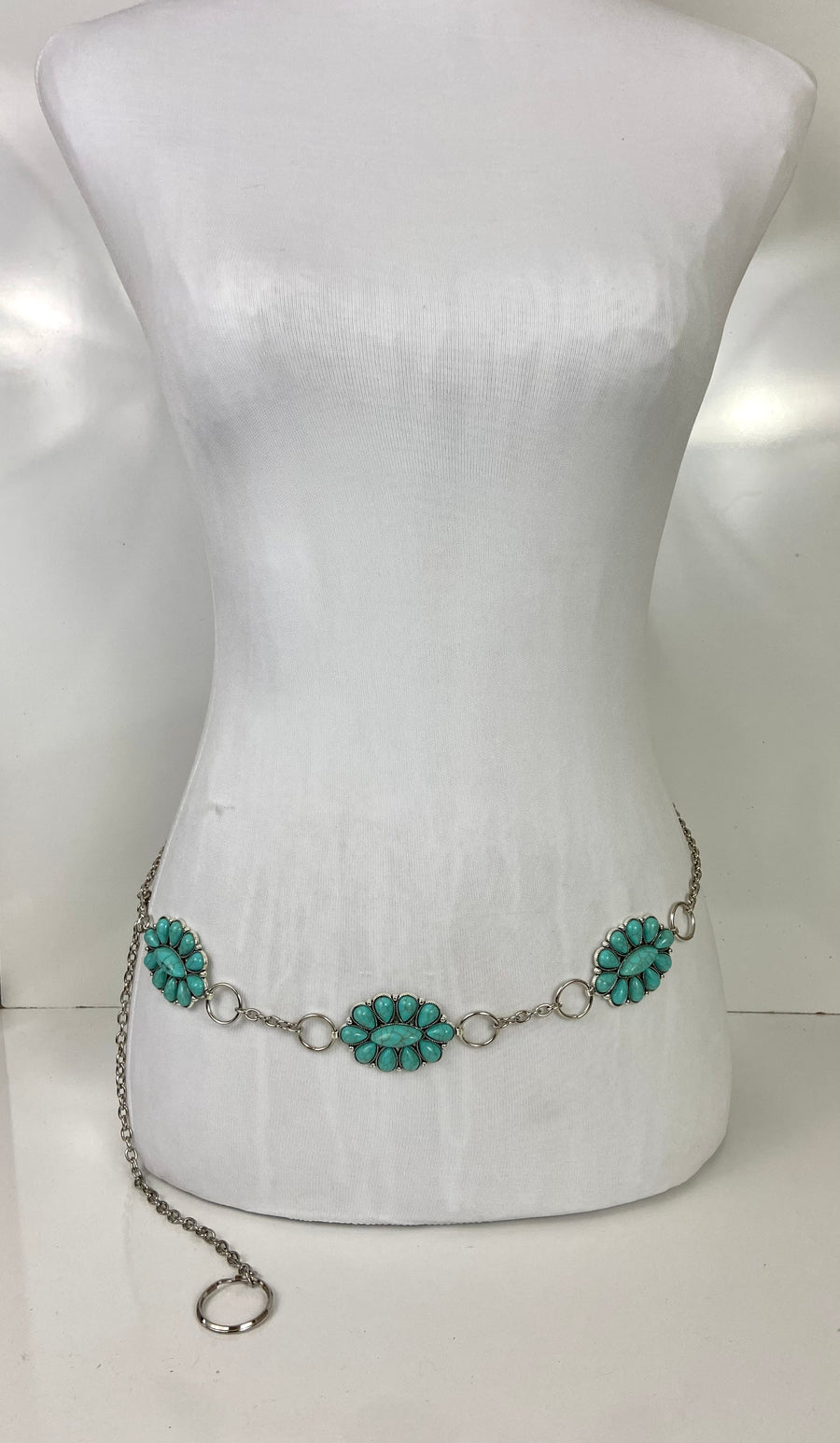 Turquoise & silver stone  concho belt