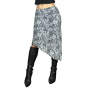 Y2K Asymmetrical Chiffon Midi Skirt (S)