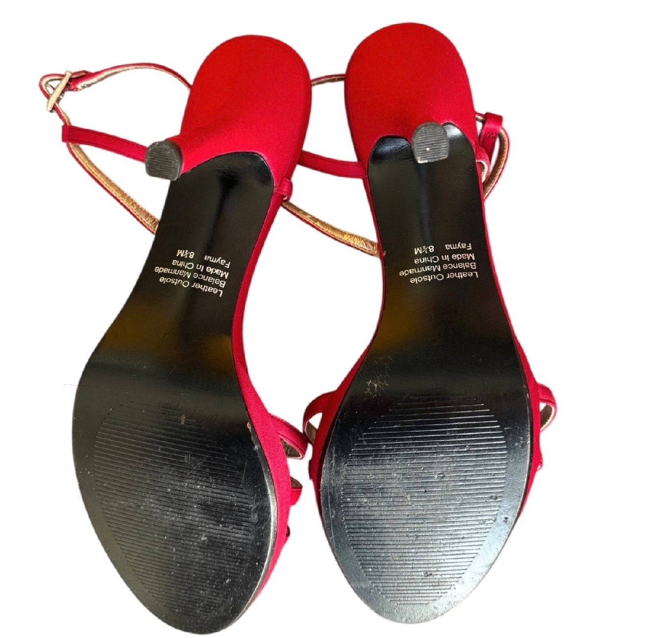 Red Satin Heels With Rhinestones (8.5)