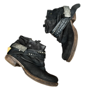 Vintage AS.98 Moto Biker Buckle Slouch Leather Ankle Boots