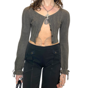 Vintage Balloon Sleeve Cropped Cardigan (XS)