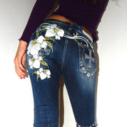 Flower Embroidered Jeans (XS)
