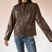 2000s Snake-print Leather Jacket (M)