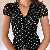 2000s Mesh Polka Dot Blouse (XS)