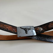 Vintage bull & eagle leather belt