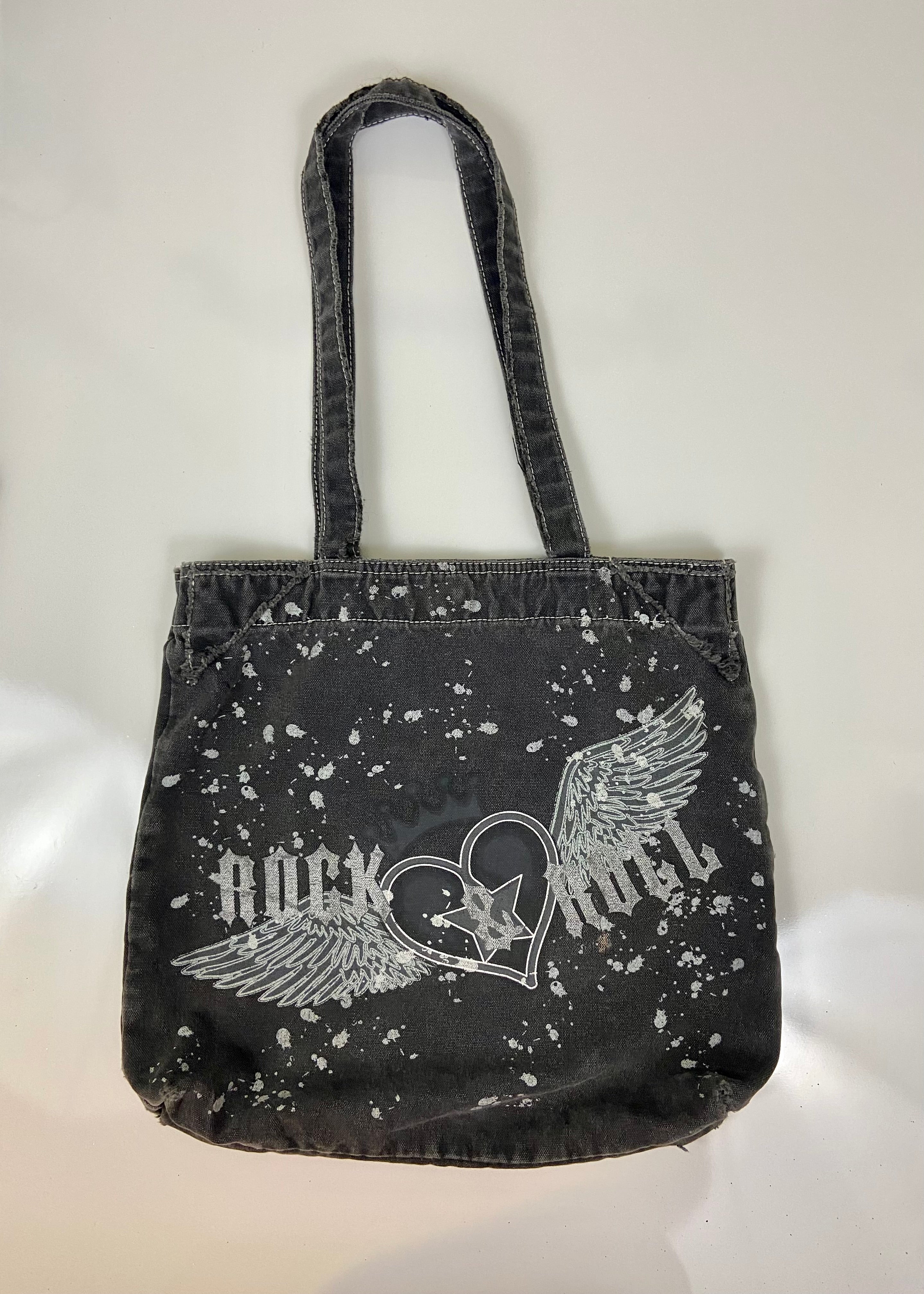 Y2K Rock N Roll Heart Angel Wing
Paint Splatter Tote Bag