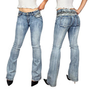Caché Embellished Low Rise Jeans (XS)