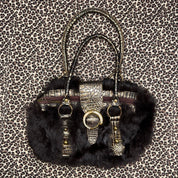 Euro Vintage Fur Statement Buckle Bag