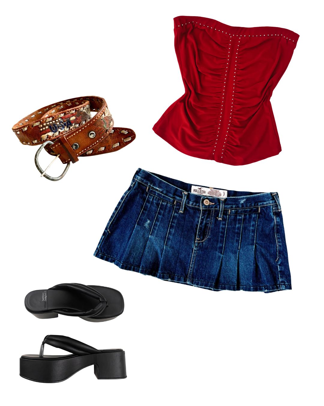 Early 2000s Red Studded Tube Top (M)