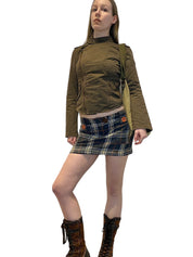 Vintage Tartan Houndstooth Mini Skirt (S)