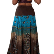 Vintage Brown Blue Sequin Maxi Skirt (XS/S)