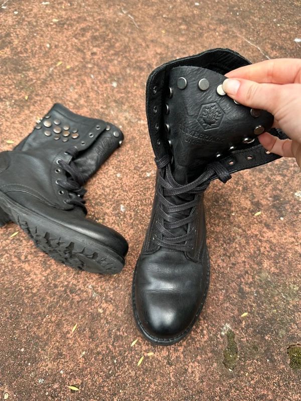 Vintage Grunge Italian Leather Studded Lace up Ankle Boots (EU 36 US 5)