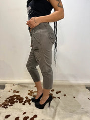 Vintage Chrome Utility Cropped Capri Pants (S)