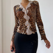 Vintage French Mesh Cheetah Print Cardigan (S)
