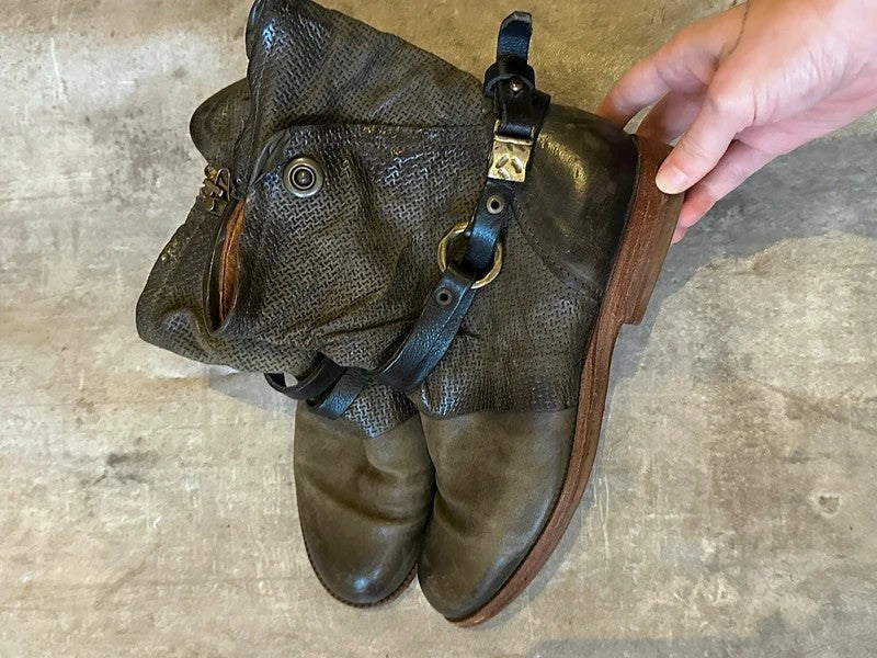 Vintage Airstep AS.98 Slouch Pirate Buckle Moto Ankle Boots (US 8)