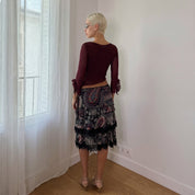 Vintage Italian Floral Lace Mesh Top (S)