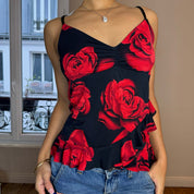 Vintage 00s Slinky Floral Cami Tank (S)